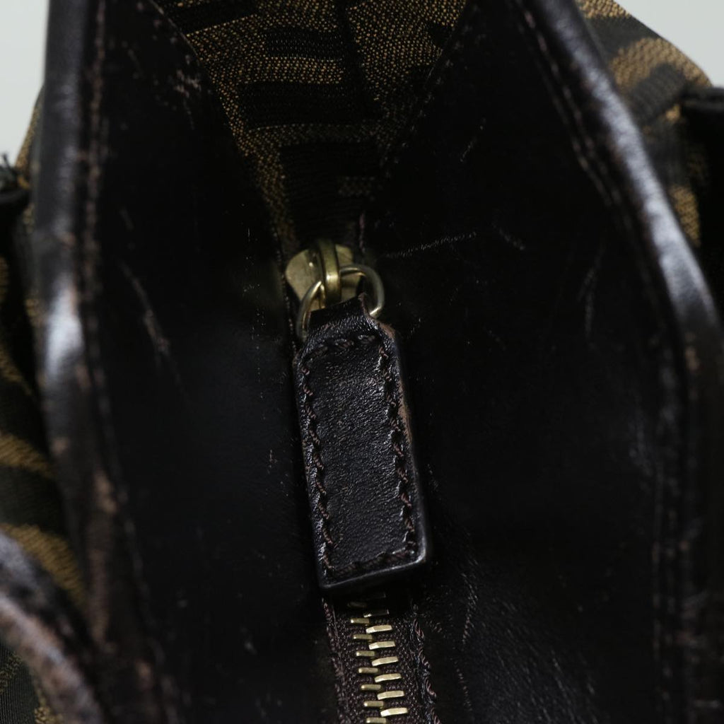 FENDI Zucca Canvas Shoulder Bag Black Brownfm3246