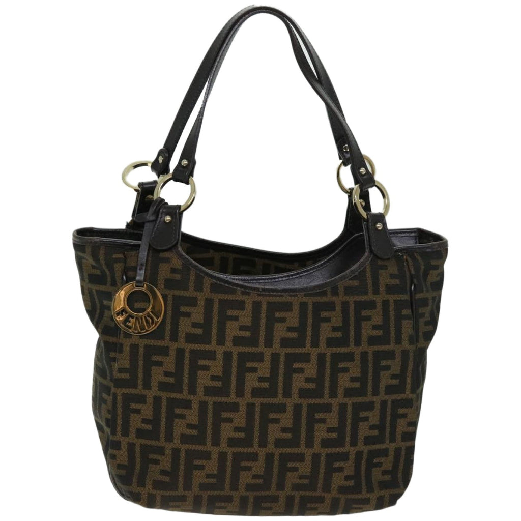 FENDI Zucca Canvas Shoulder Bag Black Brownfm3246