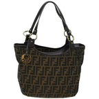 FENDI Zucca Canvas Shoulder Bag Black Brownfm3246