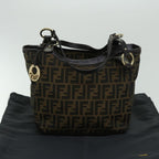 FENDI Zucca Canvas Shoulder Bag Black Brownfm3246