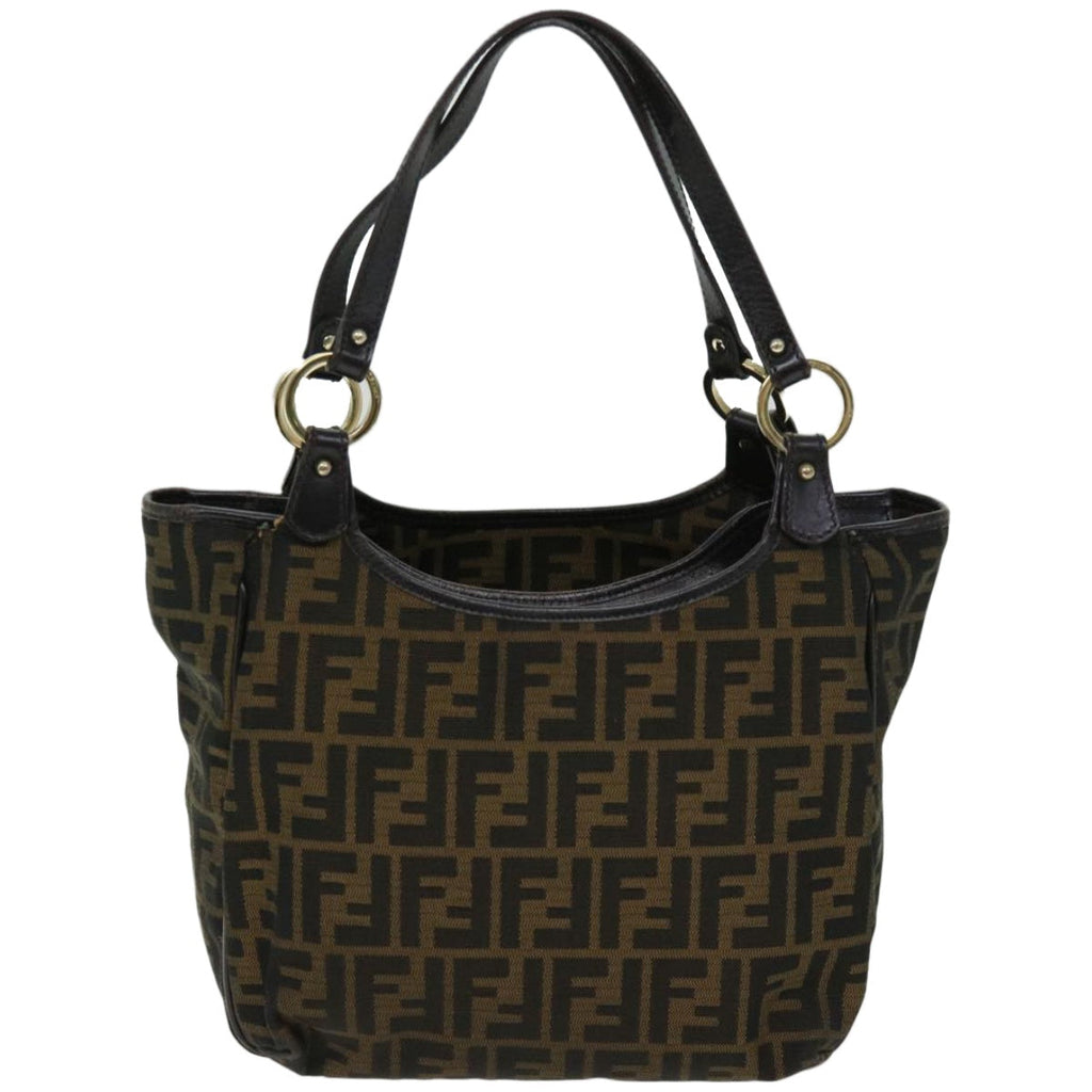FENDI Zucca Canvas Shoulder Bag Black Brownfm3246