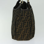 FENDI Zucca Canvas Shoulder Bag Black Brownfm3246