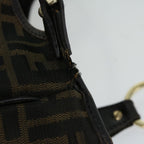 FENDI Zucca Canvas Shoulder Bag Black Brownfm3246