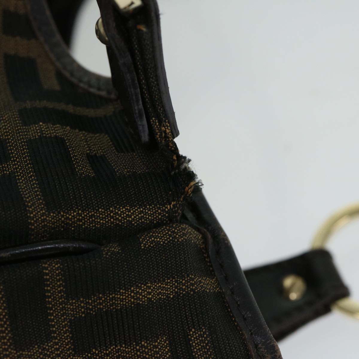 FENDI Zucca Canvas Shoulder Bag Black Brownfm3246