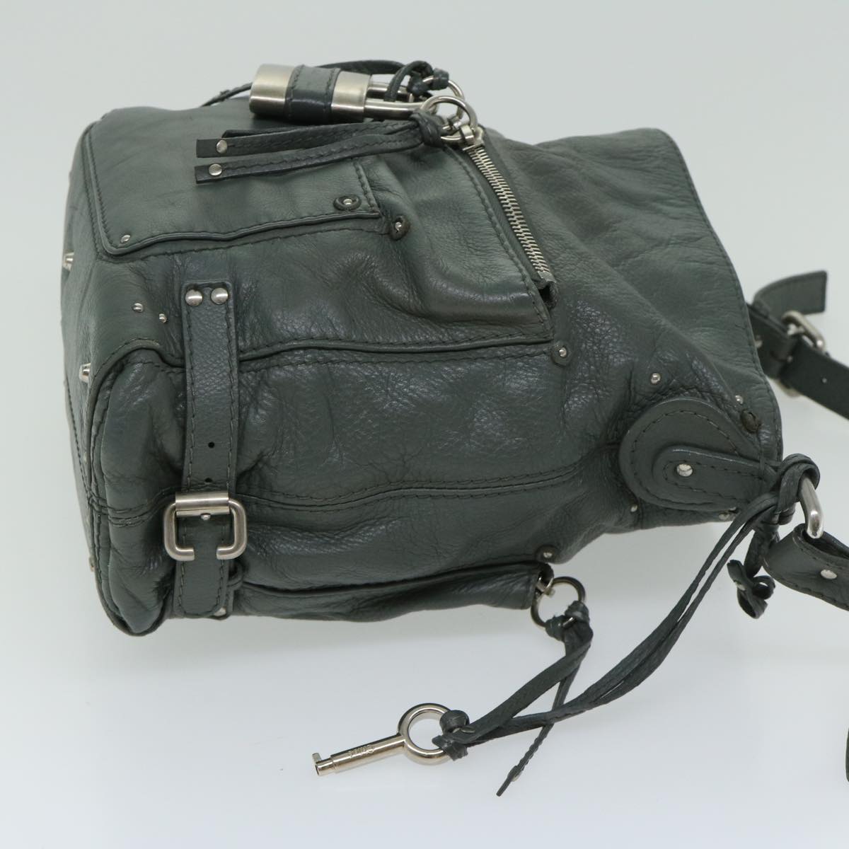 Chloe Paddington Shoulder Bag Leather Gray 03 06 53 fm3248
