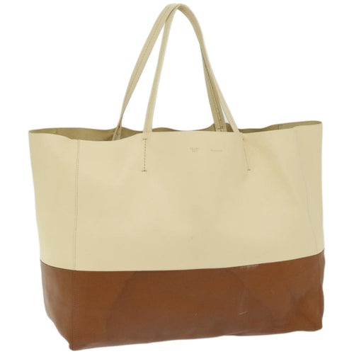 CELINE Horizontal Cabas Tote Bag Leather Beige Brown  fm3255