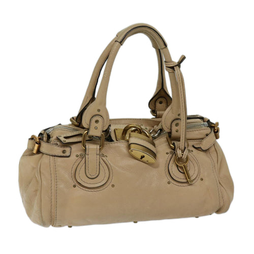 Chloe Paddington Shoulder Bag Leather Beige fm3276