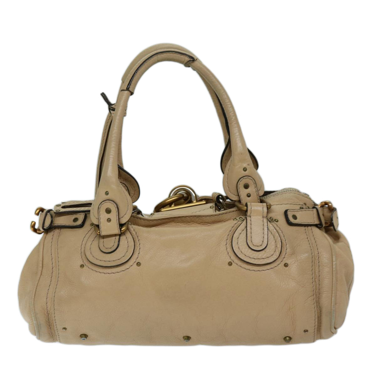 Chloe Paddington Shoulder Bag Leather Beige fm3276