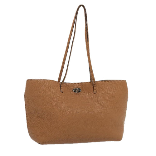 FENDI Celeria Carla Tote Bag Leather Brownfm3285
