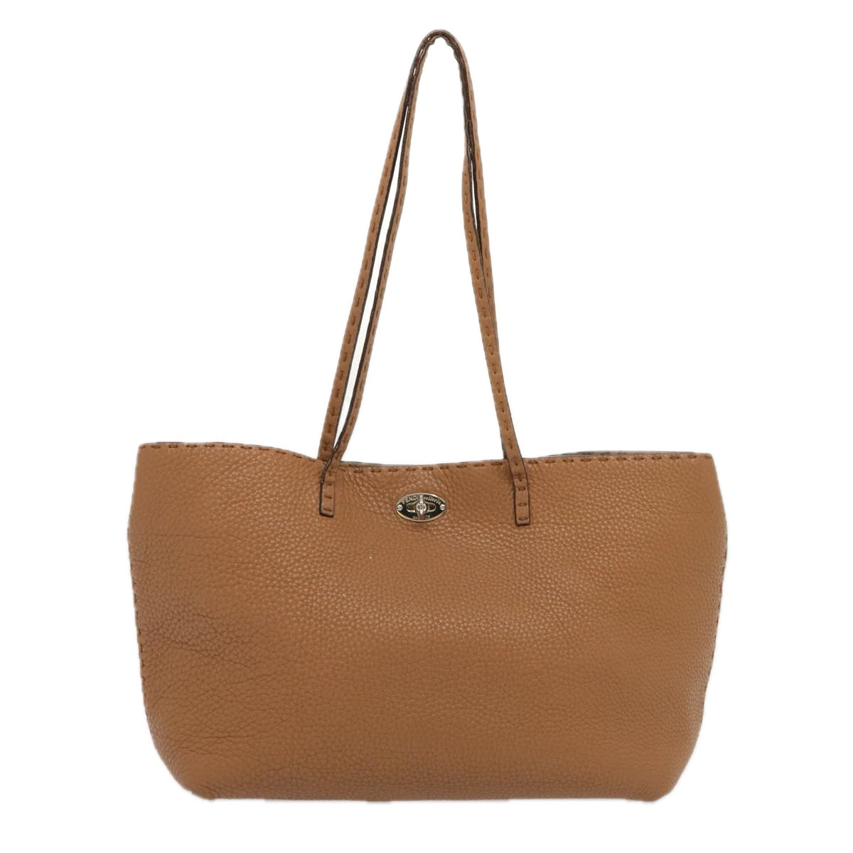 FENDI Celeria Carla Tote Bag Leather Brownfm3285