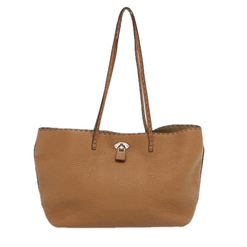 FENDI Celeria Carla Tote Bag Leather Brownfm3285