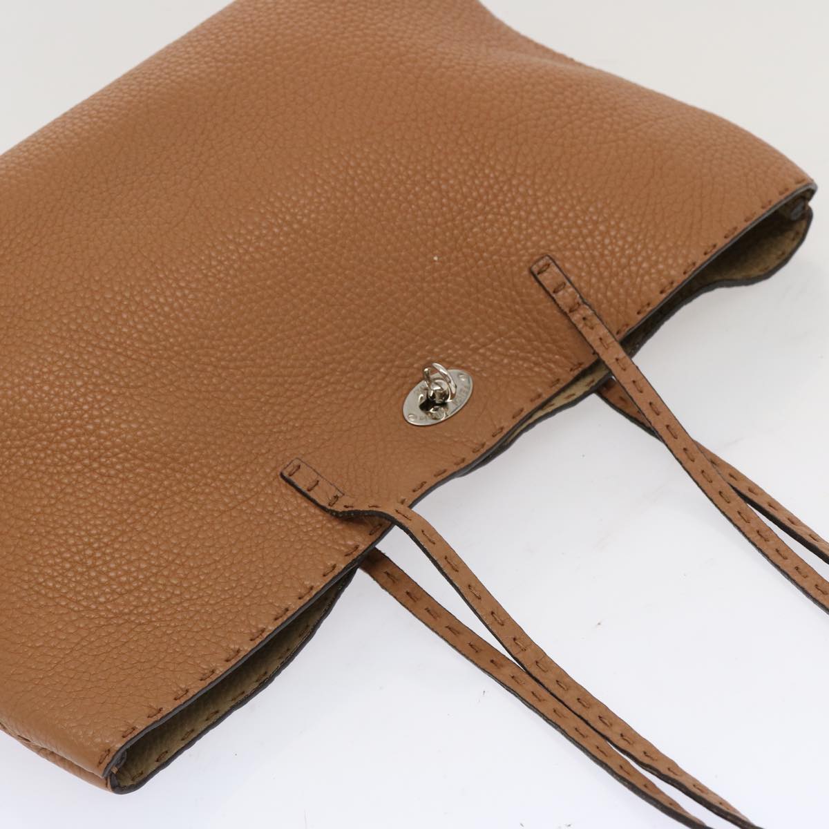 FENDI Celeria Carla Tote Bag Leather Brownfm3285
