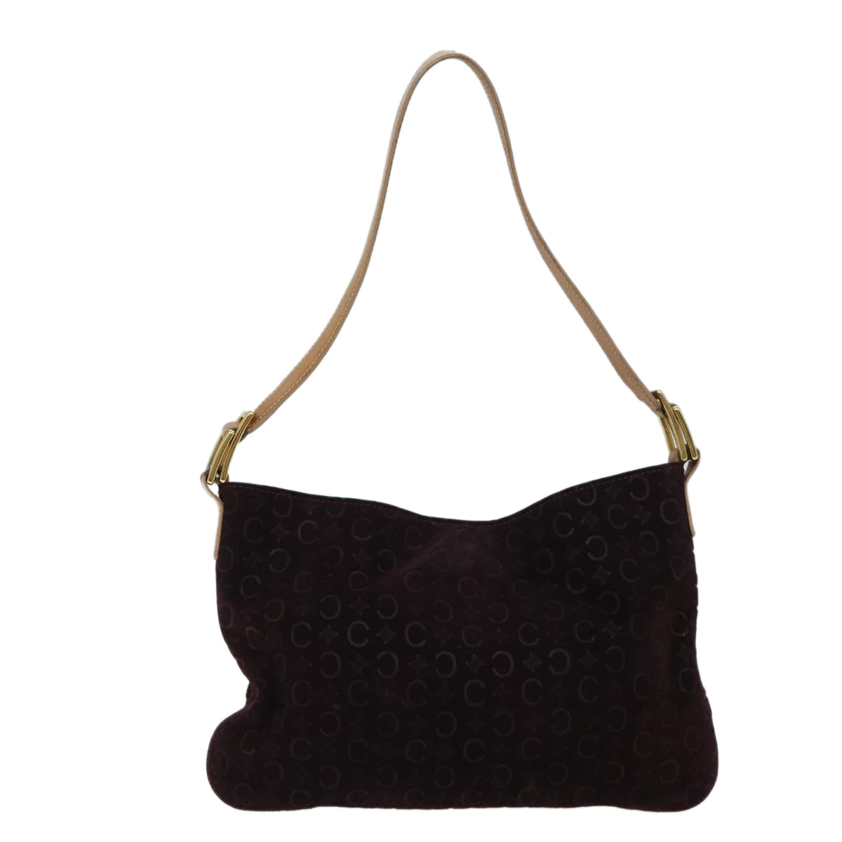CELINE C Macadam Canvas Shoulder Bag Bordeaux  fm3341