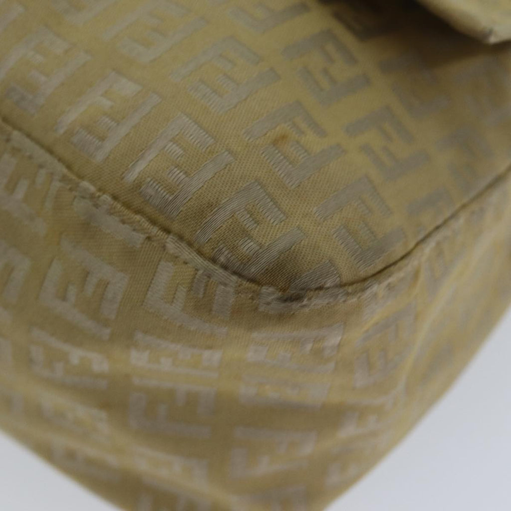 FENDI Zucchino Canvas Mamma Baguette Shoulder Bag Beigefm3459