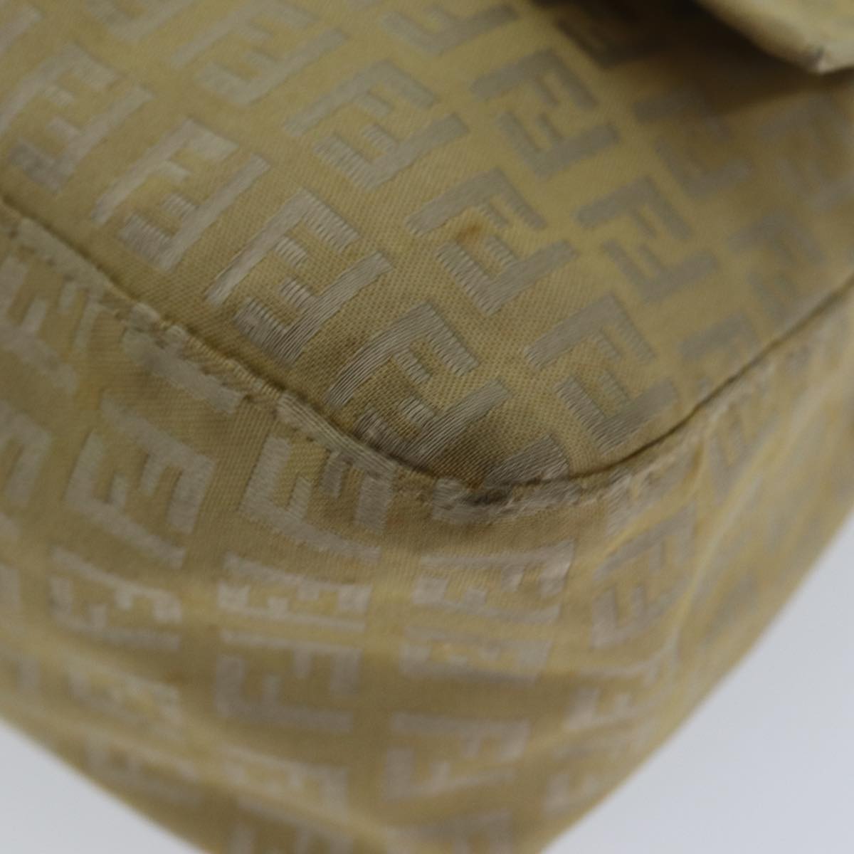 FENDI Zucchino Canvas Mamma Baguette Shoulder Bag Beigefm3459