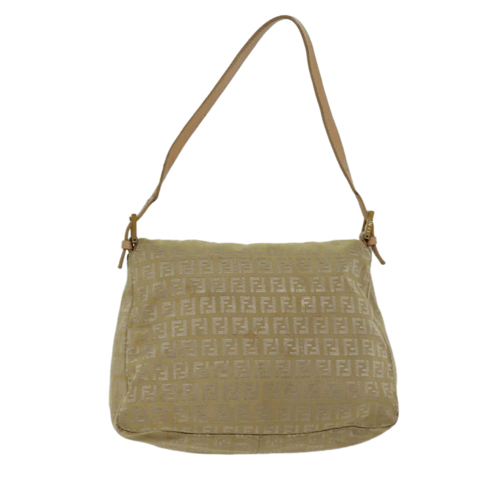 FENDI Zucchino Canvas Mamma Baguette Shoulder Bag Beigefm3459