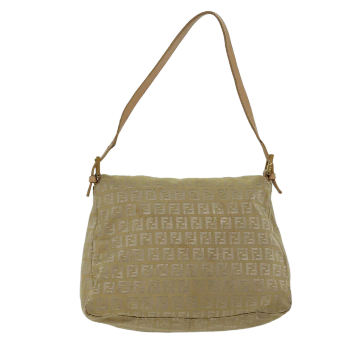 FENDI Zucchino Canvas Mamma Baguette Shoulder Bag Beigefm3459