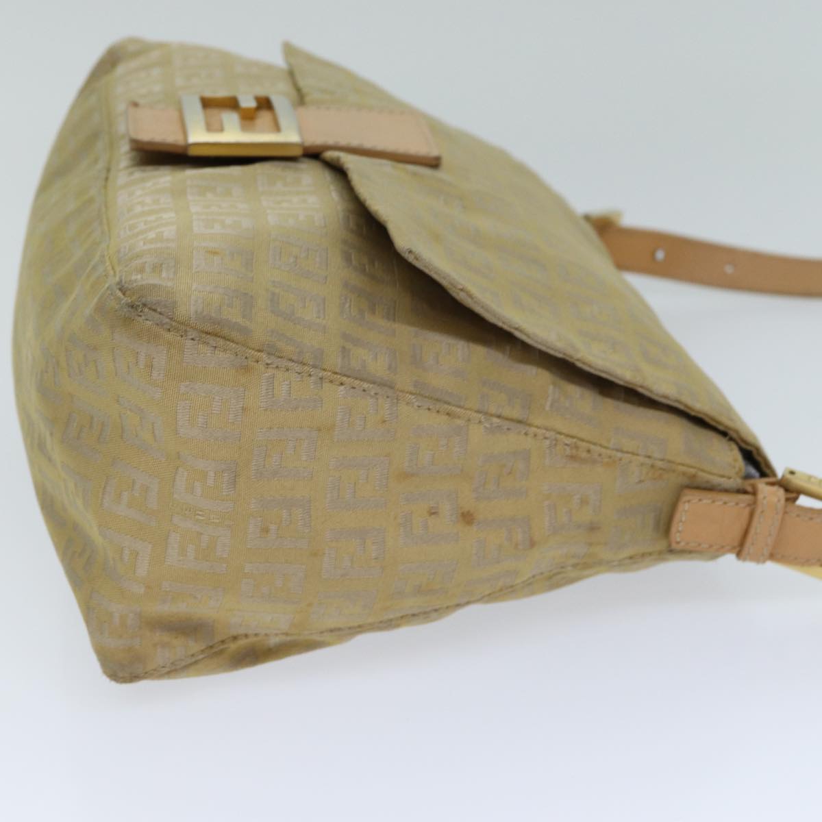 FENDI Zucchino Canvas Mamma Baguette Shoulder Bag Beigefm3459