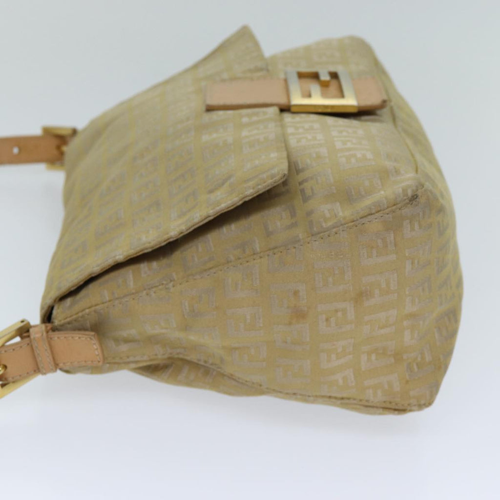 FENDI Zucchino Canvas Mamma Baguette Shoulder Bag Beigefm3459