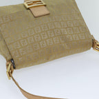 FENDI Zucchino Canvas Mamma Baguette Shoulder Bag Beigefm3459