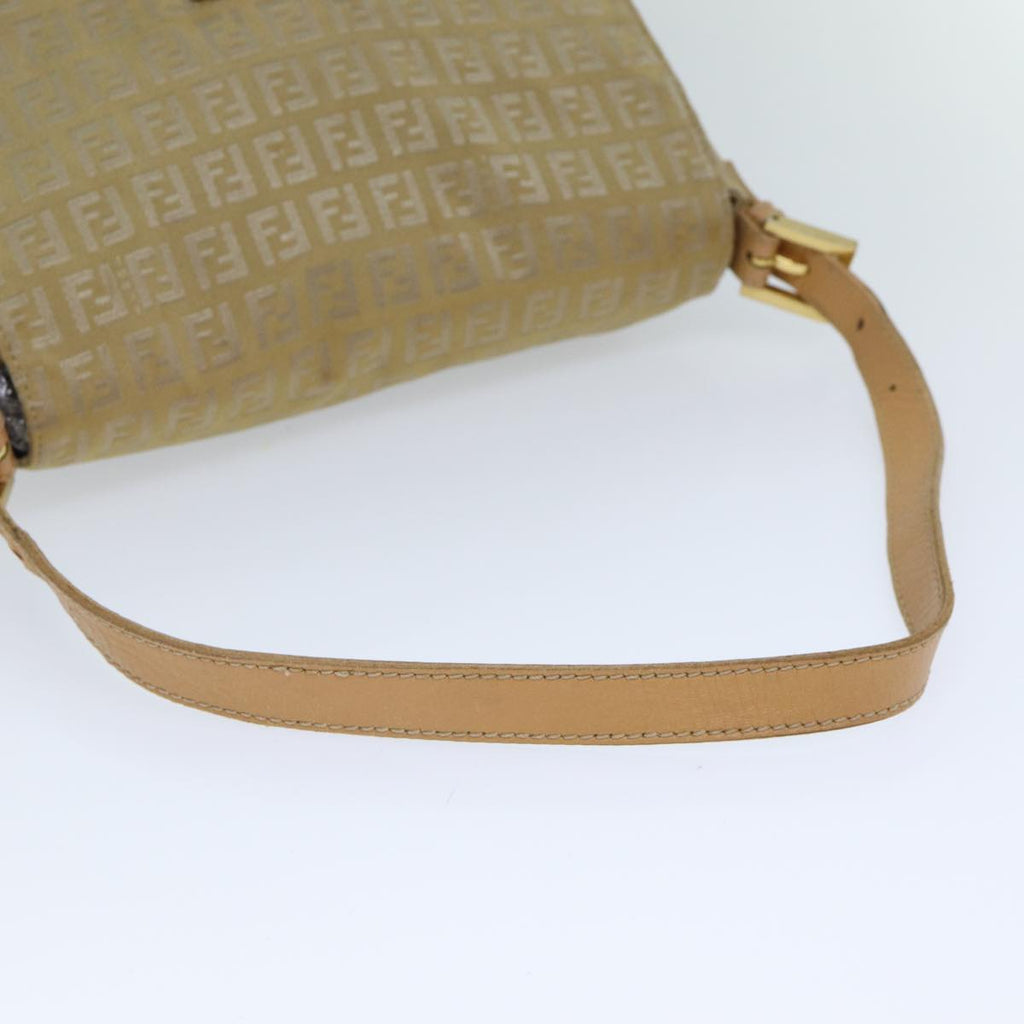 FENDI Zucchino Canvas Mamma Baguette Shoulder Bag Beigefm3459