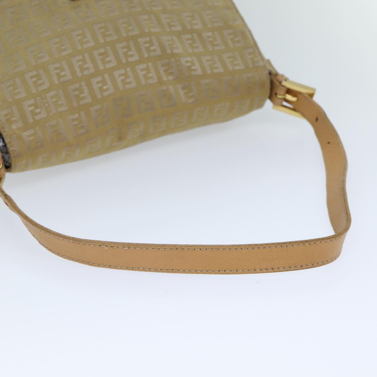 FENDI Zucchino Canvas Mamma Baguette Shoulder Bag Beigefm3459