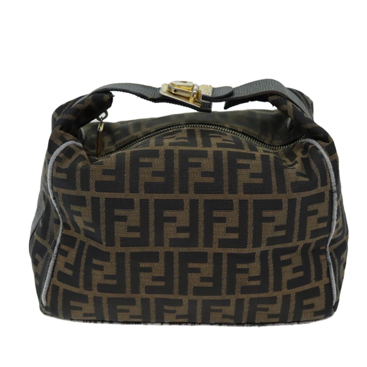 FENDI Zucca Canvas Hand Bag Black Brownfm3460