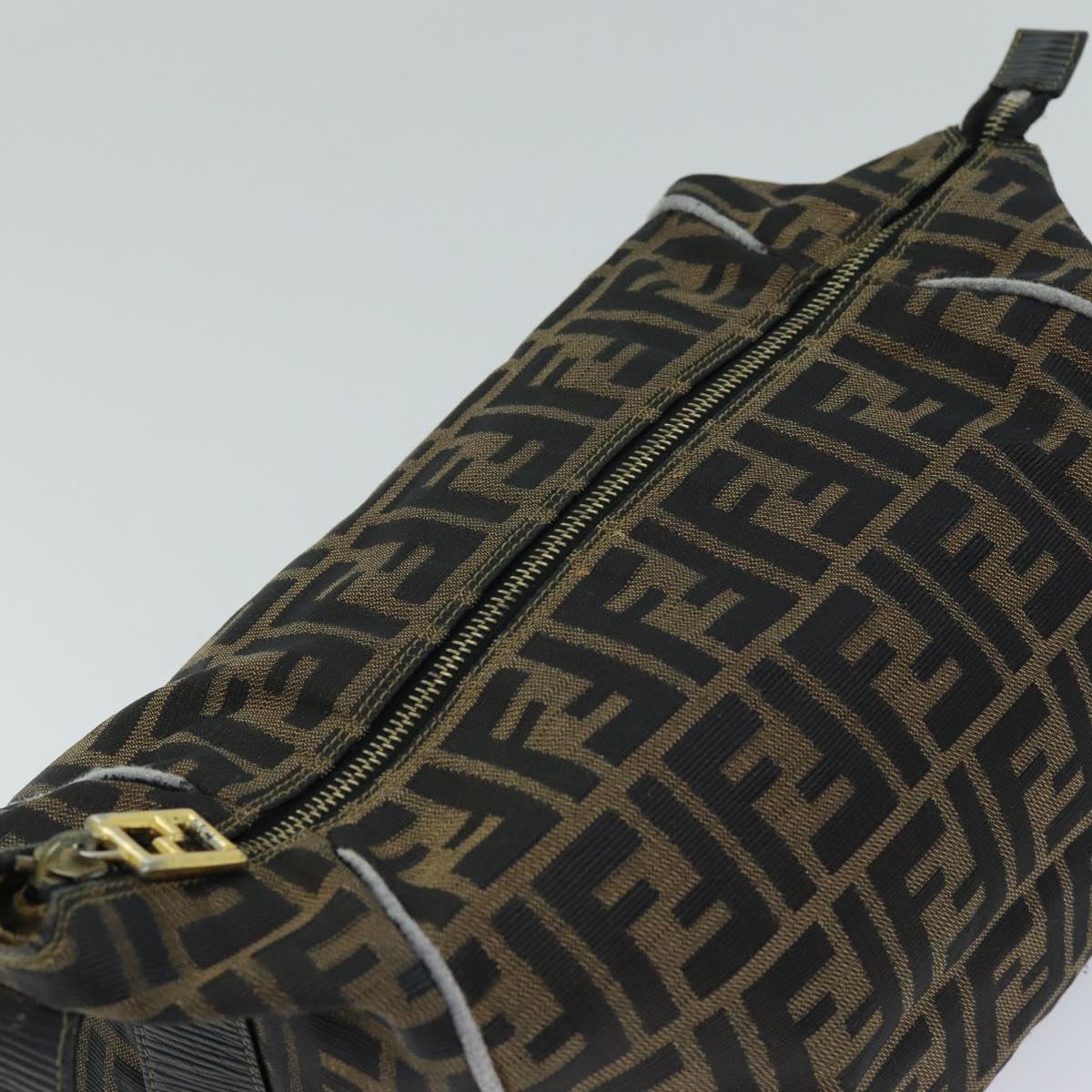 FENDI Zucca Canvas Hand Bag Black Brownfm3460