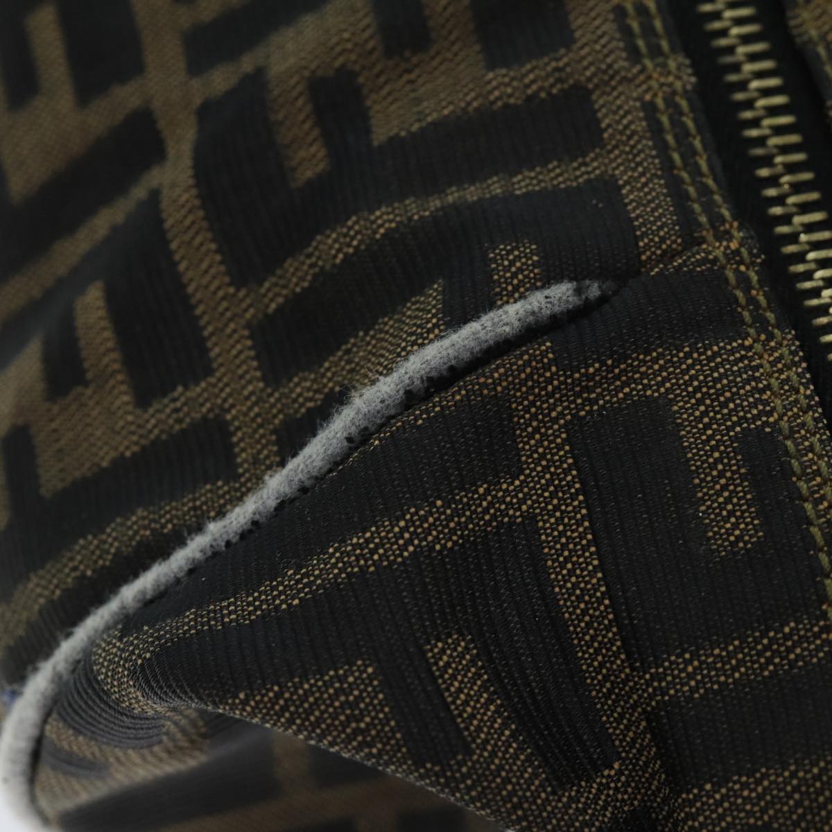 FENDI Zucca Canvas Hand Bag Black Brownfm3460