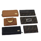 FENDI Zucca Canvas Wallet Leather 6Set Black Brownfm3475