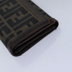 FENDI Zucca Canvas Wallet Leather 6Set Black Brownfm3475