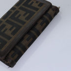 FENDI Zucca Canvas Wallet Leather 6Set Black Brownfm3475