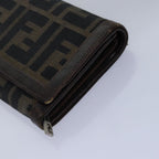 FENDI Zucca Canvas Wallet Leather 6Set Black Brownfm3475