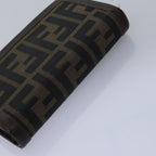 FENDI Zucca Canvas Wallet Leather 6Set Black Brownfm3475