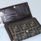 FENDI Zucca Canvas Wallet Leather 6Set Black Brownfm3475