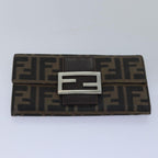 FENDI Zucca Canvas Wallet Leather 6Set Black Brownfm3475