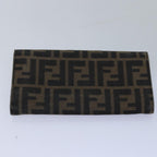 FENDI Zucca Canvas Wallet Leather 6Set Black Brownfm3475