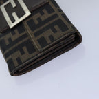 FENDI Zucca Canvas Wallet Leather 6Set Black Brownfm3475