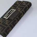 FENDI Zucca Canvas Wallet Leather 6Set Black Brownfm3475