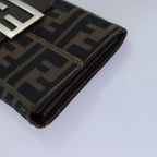 FENDI Zucca Canvas Wallet Leather 6Set Black Brownfm3475