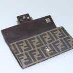 FENDI Zucca Canvas Wallet Leather 6Set Black Brownfm3475