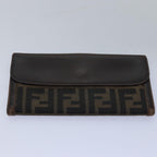 FENDI Zucca Canvas Wallet Leather 6Set Black Brownfm3475