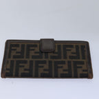 FENDI Zucca Canvas Wallet Leather 6Set Black Brownfm3475