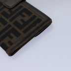FENDI Zucca Canvas Wallet Leather 6Set Black Brownfm3475