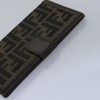 FENDI Zucca Canvas Wallet Leather 6Set Black Brownfm3475