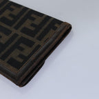 FENDI Zucca Canvas Wallet Leather 6Set Black Brownfm3475