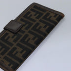 FENDI Zucca Canvas Wallet Leather 6Set Black Brownfm3475