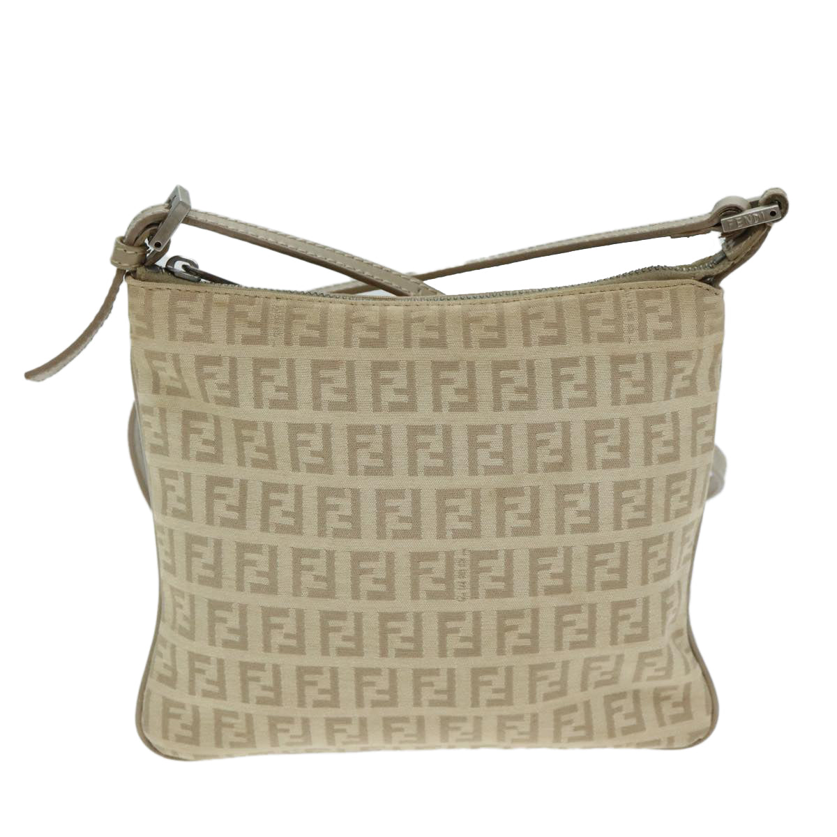 FENDI Zucchino Canvas Shoulder Bag Beigefm3513