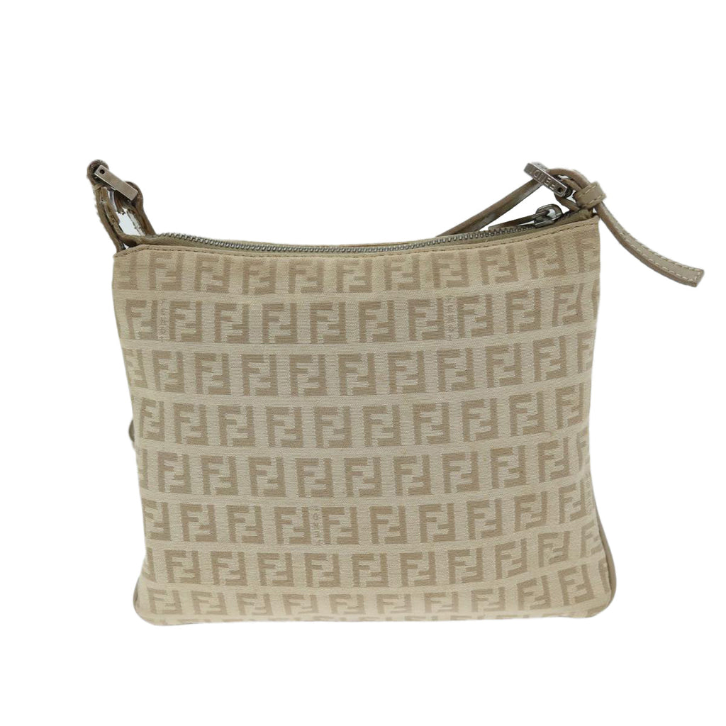 FENDI Zucchino Canvas Shoulder Bag Beigefm3513
