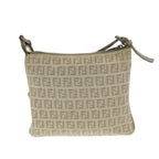 FENDI Zucchino Canvas Shoulder Bag Beigefm3513